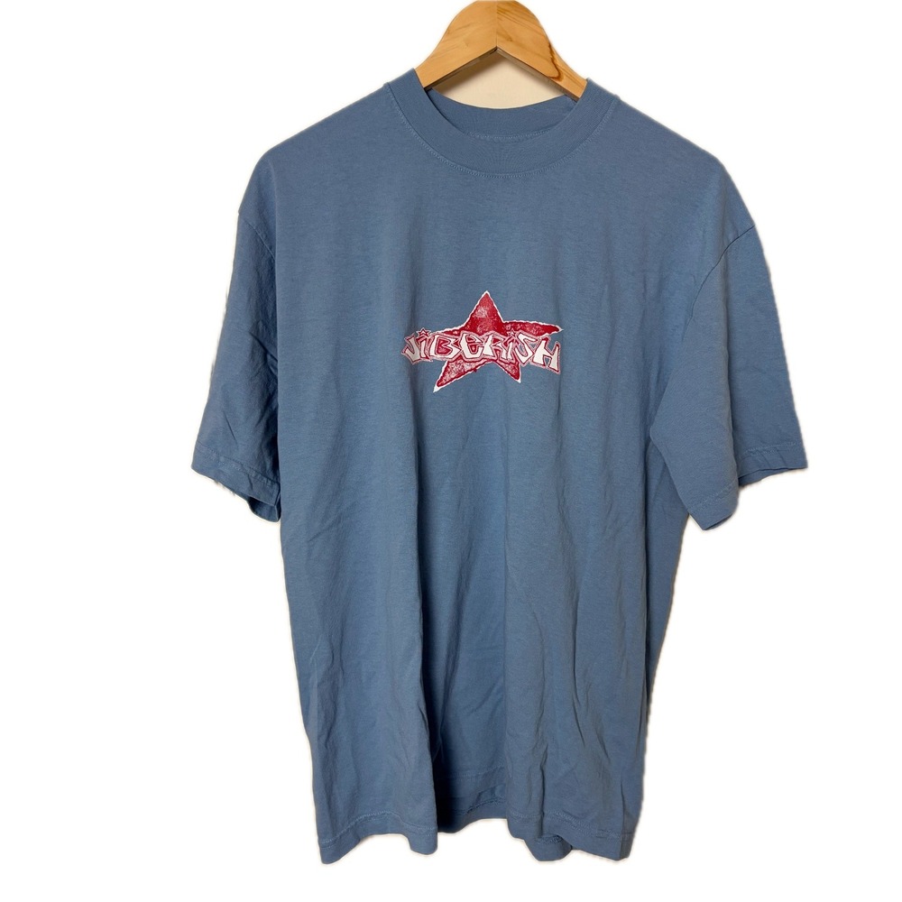 Jiberish Mens Graphic Star Logo T-Shirt Blue Cotton Short Sleeve Size Medium